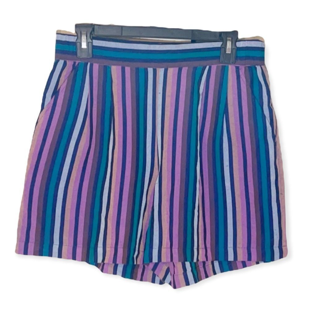 A New Day Wide Striped Linen Blend Shorts Small